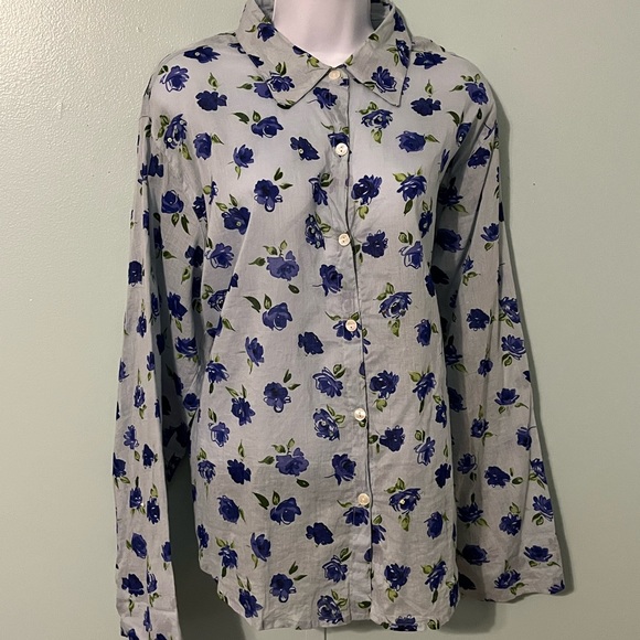 New Direction Sport Button Down Size Large Floral w/Sequins - Picture 3 of 15
